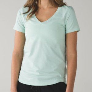 Lululemon What The Sport Tee Heathered Sea Mist Size 6